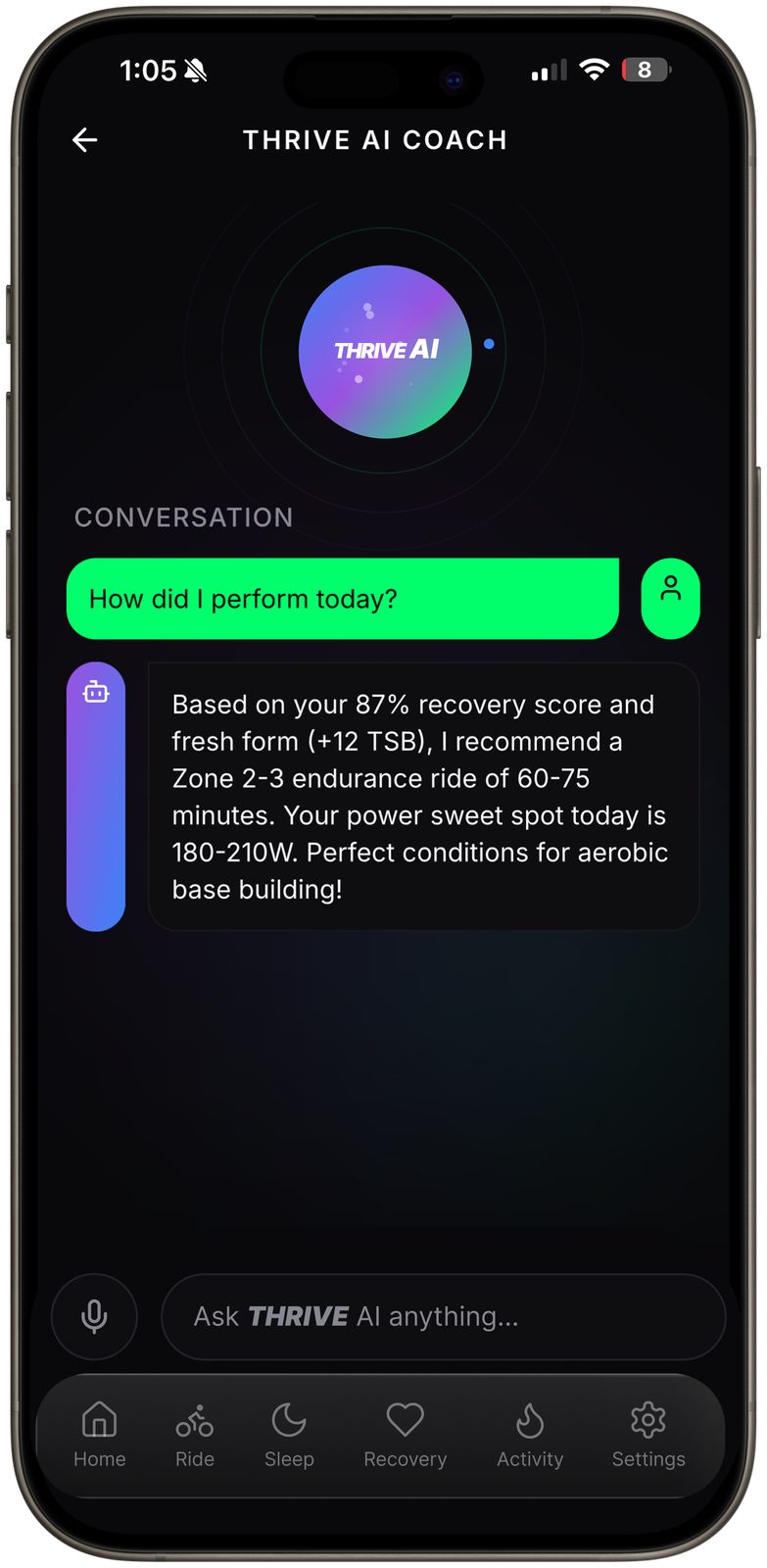 THRIVE AI Conversational Coach - Ask questions and get personalized training advice